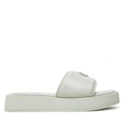 Klapki Calvin Klein. Zielone klapki damskie CALVIN KLEIN, bez wzorów, bez obcasa. Za 319.99 zł.