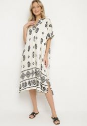 Czarno-Kremowa Wiskozowa Sukienka Boho o Pudełkowym Kroju z Rozcięciami Nelbia. Czarne sukienki damskie Born2be, na co dzień, l, bez wzorów, z wiskozy, boho, bez kołnierzyka, bez ramiączek, midi. Za 89.99 zł.