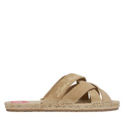 Klapki LOVE MOSCHINO. Brązowe klapki damskie Love Moschino, bez wzorów, bez obcasa. Za 669.99 zł.