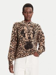 Desigual Sweter Minnie 25WWJF43 Brązowy Regular Fit. Brązowe swetry klasyczne damskie Desigual, xl, z syntetyku, bez kołnierzyka. Za 409.99 zł.