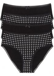 Figi maxi z miękką bawełną organiczną (4 pary). Czarne figi damskie bonprix, bez wzorów, z bawełny. Za 67.99 zł.