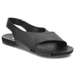 Czarne Sandały Armodo Płaskie Obuwie Damskie. Czarne sandały damskie Armodo, bez wzorów, ze skóry, bez obcasa, na obcasie. Za 289.00 zł.