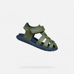 Sandały GEOX B SANDAL FUSBETTO BO Zielony. Niebieskie sandały damskie Geox, z syntetyku, bez zapięcia. Za 190.99 zł.