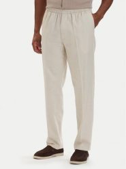 Calvin Klein Spodnie materiałowe LV04LF619G Beżowy jasny Straight Fit. Brązowe spodnie materiałowe męskie CALVIN KLEIN, bez wzorów, z bawełny. Za 489.99 zł.