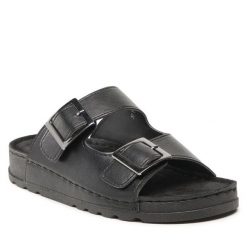 Klapki Clara Barson. Czarne klapki damskie Clara Barson, bez wzorów, bez obcasa. Za 119.99 zł.