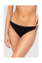 MOSCHINO Czarny dół od bikini ze złotym logo. Czarne bikini damskie MOSCHINO, bez wzorów. W wyprzedaży za 249.99 zł.