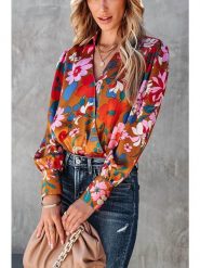 Milan Kiss Bluzka w kolorze pomarańczowym ze wzorem rozmiar: M. Pomarańczowe bluzki damskie Milan Kiss, m, bez wzorów, bez kołnierzyka, bez ramiączek. Za 113.63 zł.