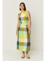 SKFK Top "Katti" w kolorze żółto-brązowo-białym rozmiar: 44. Żółte topy damskie SKFK, bez wzorów, z bawełny, bez kołnierzyka. Za 152.99 zł.