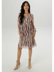 Aniston Sukienka w kolorze beżowo-jasnobrązowym rozmiar: 38. Brązowe sukienki damskie Aniston, bez wzorów, bez kołnierzyka, bez ramiączek, mini. Za 115.24 zł.