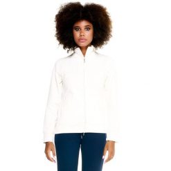 Damska bluza Leone Basic z zamkiem błyskawicznym na całej długości. Białe bluzy bez kaptura damskie LEONE 1947 APPAREL, l, bez wzorów, z tkaniny, bez ramiączek, bez kaptura. W wyprzedaży za 167.70 zł.