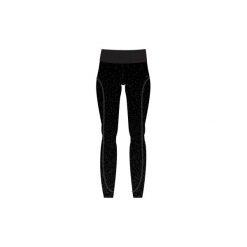 Legginsy Slim Gym & Pilates 560 damskie czarne z szarym nadrukiem. Czarne legginsy damskie DOMYOS, l, bez wzorów, z bawełny, z podwyższonym stanem, na jogę i pilates. Za 99.99 zł.