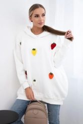 Bluza ocieplana z motywem truskawek ecru. Bluzy z kapturem damskie KESI, l, z bawełny. Za 313.67 zł.