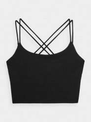 4F Crop top do jogi i pilatesu z materiałów z recyklingu damski XL. Brązowe topy damskie 4f, m, bez wzorów, z materiału, bez kołnierzyka. W wyprzedaży za 29.99 zł.