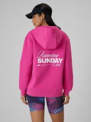 4F Bluza dresowa regular z kapturem damska - różowa L. Czerwone bluzy z kapturem damskie 4f, l, z dresówki. Za 249.99 zł.