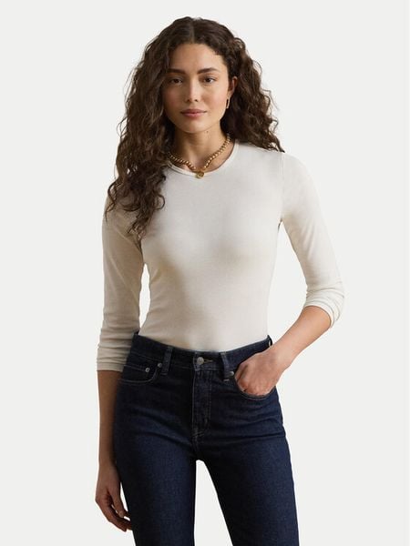 LAUREN RALPH LAUREN Bluzka 200680399002 Biały Slim Fit. Białe topy sportowe damskie Lauren Ralph Lauren, m, bez wzorów, z bawełny, bez ramiączek. Za 356.99 zł.
