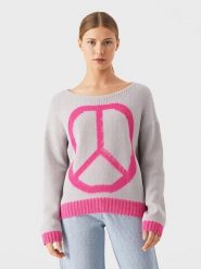 Miss goodlife Sweter "Peace" w kolorze szaro-różowym rozmiar: XL. Różowe swetry klasyczne damskie miss goodlife, xl, z wełny, bez kołnierzyka. Za 208.99 zł.