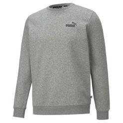 Męska bluza dresowa z małym logo i okrągłym dekoltem Essentials PUMA. Szare bluzy bez kaptura męskie Puma, bez wzorów, z dresówki, eleganckie, bez kołnierzyka, bez ramiączek. Za 209.00 zł.
