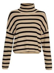 MOSS COPENHAGEN Sweter "Marthea Rachelle" w kolorze beżowo-czarnym rozmiar: M/L. Brązowe golfy damskie MOSS COPENHAGEN, l, bez wzorów, z wiskozy, bez ramiączek. Za 105.38 zł.