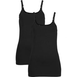 Długi top bawełniany na cienkich ramiączkach z bawełny organicznej (2 szt.). Niebieskie topy damskie bonprix, bez wzorów, z bawełny, bez kołnierzyka. Za 72.99 zł.