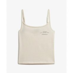 Damski tank top Superdry Athletics Essentials. Białe topy sportowe damskie Superdry., na lato, xl, bez wzorów, bez ramiączek. Za 146.60 zł.