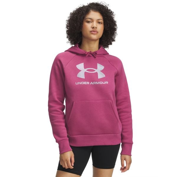 Bluza damska z kapturem Under Armour Rival Fleece Shimmer. Fioletowe bluzy sportowe damskie Under Armour, s, bez wzorów, z bawełny, bez ramiączek, z kapturem. Za 296.99 zł.
