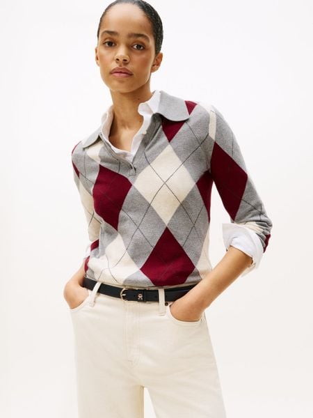 Tommy Hilfiger Sweter z dzianiny Kobiety Bawełna szary|czerwony|biały, XS. Białe swetry klasyczne damskie Tommy Hilfiger, xs, z bawełny, bez kołnierzyka. Za 549.95 zł.