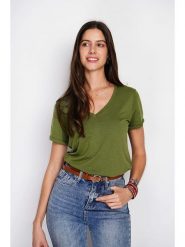Le Jardin du Lin Koszulka w kolorze khaki rozmiar: 34. Brązowe t-shirty damskie Le jardin du lin, bez wzorów, bez kołnierzyka. Za 56.99 zł.