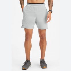 Krótki podwójny Fabletics The Fundamental II 7". Szare szorty sportowe męskie FABLETICS, l, z materiału, do biegania. Za 276.25 zł.