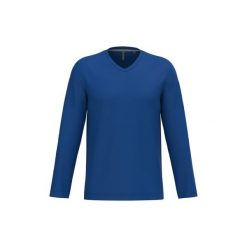 Koszulka z długim rękawem z dekoltem w serek Kariban. Niebieskie koszulki męskie z długim rękawem KARIBAN, m. Za 122.50 zł.