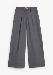Spodnie z zakładkami. Brązowe spodnie materiałowe damskie bonprix, bez wzorów, eleganckie. Za 159.99 zł.