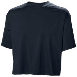 Koszulka damska Helly Hansen Ocean Cropped. Niebieskie topy sportowe damskie Helly Hansen, bez wzorów, z materiału, bez ramiączek. Za 206.50 zł.