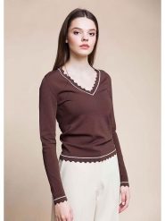 4funkyflavours Koszulka "Judge Not" w kolorze brązowym rozmiar: S. Brązowe bluzki damskie 4funkyflavours, s, bez wzorów, prążkowane, bez kołnierzyka, bez ramiączek. Za 132.05 zł.