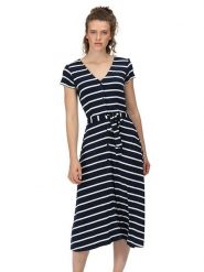 Regatta Sukienka "Maisyn" w kolorze granatowym rozmiar: 38. Niebieskie sukienki damskie Regatta, bez wzorów, z tkaniny, bez kołnierzyka, bez ramiączek, maxi, rozkloszowane. Za 105.63 zł.