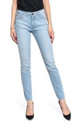 SPODNIE DAMSKIE LEE ELLY LIGHT RUGGED L305LTGE 112106105. Niebieskie spodnie materiałowe damskie Lee, bez wzorów, z jeansu. Za 199.99 zł.