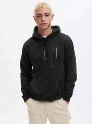 Bluza męska GAP Shine Logo Hoodie. Czarne bluzy z kapturem męskie GAP, m, z bawełny. Za 149.99 zł.