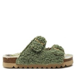 Klapki Dr. Brinkmann. Zielone klapki damskie Dr. Brinkmann, bez wzorów, bez obcasa. Za 159.99 zł.