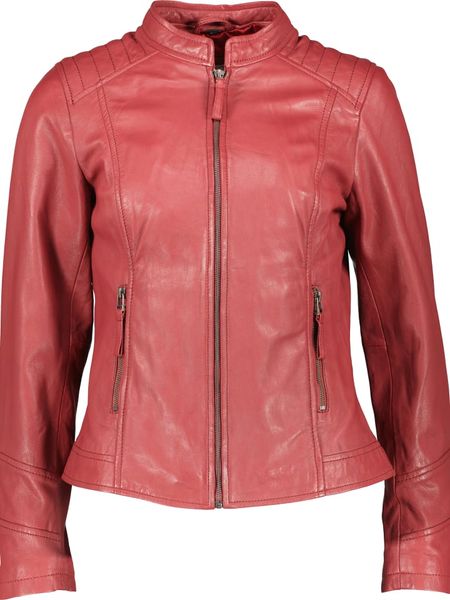 7eleven Skórzana kurtka "Soni" w kolorze czerwonym rozmiar: 46. Czerwone kurtki damskie 7eleven, bez wzorów, z materiału, bez kaptura. Za 460.12 zł.