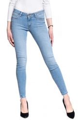 SPODNIE DAMSKIE LEE SCARLETT SKINNY LIGHT FLORIN L526MOHR 112111767. Spodnie materiałowe damskie Lee, bez wzorów, z jeansu. Za 199.99 zł.