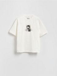 T-shirt 2Pac - złamana biel. T-shirty męskie Reserved, l, bez wzorów, z bawełny, bez kołnierzyka. Za 79.99 zł.