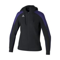 Kurtka treningowa Erima Evo Star z kapturem, wielokolorowa. Czarne kurtki damskie Erima, bez wzorów, z kapturem. W wyprzedaży za 239.50 zł.