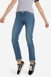 WRANGLER STRAIGHT DAMSKIE SPODNIE JEANSOWE INTO THE GROOVE W28T9197T. Spodnie materiałowe damskie Wrangler, bez wzorów, z jeansu. Za 189.99 zł.