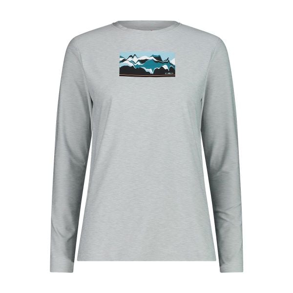 Koszulka damska turystyczna CMP 33N2226. Szare bluzki sportowe damskie CMP, l, bez kołnierzyka, bez ramiączek. W wyprzedaży za 172.55 zł.