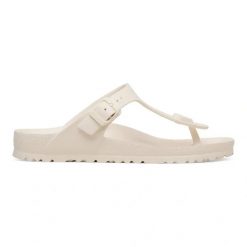 Birkenstock Gizeh EVA Eggshell Japonki damskie. Białe klapki damskie Birkenstock, bez wzorów, ze skóry, bez obcasa. Za 189.99 zł.