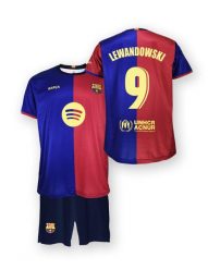 FC Barcelona komplet koszulka spodenki junior Home FCB 2024/25 Lewandowski. Brązowe bluzki sportowe damskie FC Barcelona, l, z materiału, bez kołnierzyka, bez ramiączek. Za 304.61 zł.