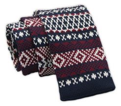 Krawat Dziergany Świąteczny Granatowo-Bordowy Męski Knit Wzór Norweski- 5,5 cm ALTIES. Czerwone krawaty i muchy męskie Alties, bez wzorów, z dzianiny, sportowe. Za 55.00 zł.