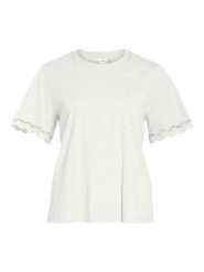 Vila Koszulka w kolorze białym rozmiar: L. Białe t-shirty damskie Vila, l, bez wzorów, z bawełny, bez kołnierzyka. Za 98.42 zł.