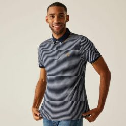 Koszulka turystyczna polo męska Tiver. Niebieskie koszulki polo męskie Regatta, m, bez wzorów, z bawełny, bez ramiączek. W wyprzedaży za 104.70 zł.