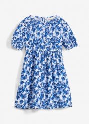 Sukienka z miękkiego muślinu. Białe sukienki dziewczęce bonprix, na lato, bez wzorów, bez ramiączek, krótkie. Za 92.99 zł.