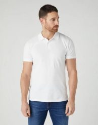 WRANGLER POLOSHIRT MĘSKA KOSZULKA POLO WHITE W7X7K4989. Białe koszulki polo męskie Wrangler, m, bez wzorów, bez ramiączek. Za 89.90 zł.