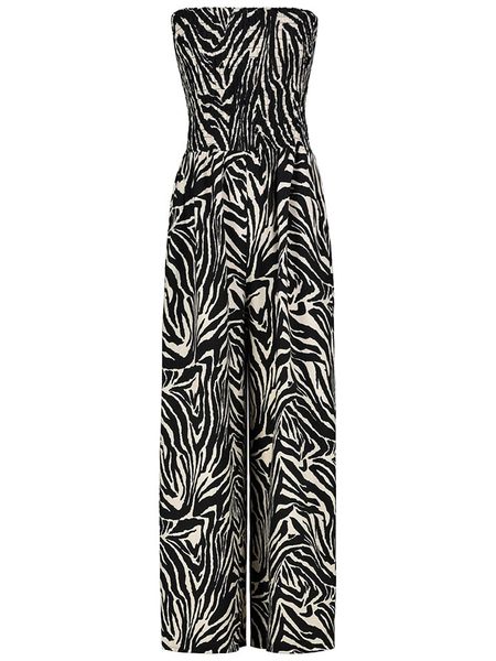 Sublevel Kombinezon w kolorze czarno-białym rozmiar: M/L. Białe kombinezony damskie Sublevel, l, bez wzorów, bez kołnierzyka, bez ramiączek. Za 135.49 zł.